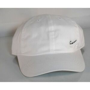 Nike Metal Chrome Swoosh White Baseball Golf Cap Hat Kids Youth One Size